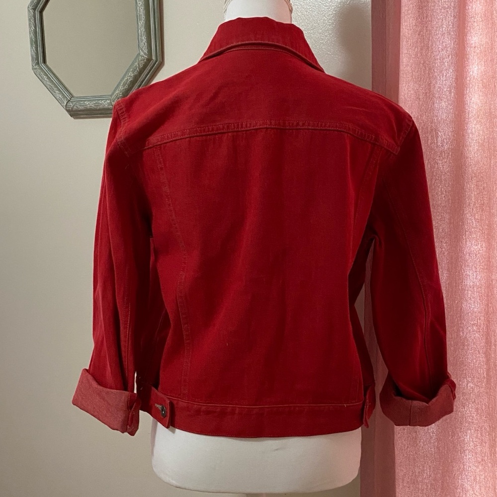 Liz Claiborne Red Jean Jacket - Picture 2 of 3